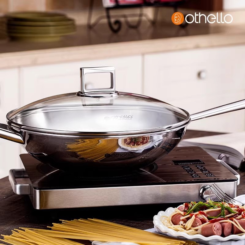 Induction Cooker - Wok ze stali nierdzewnej 18/10, szklana