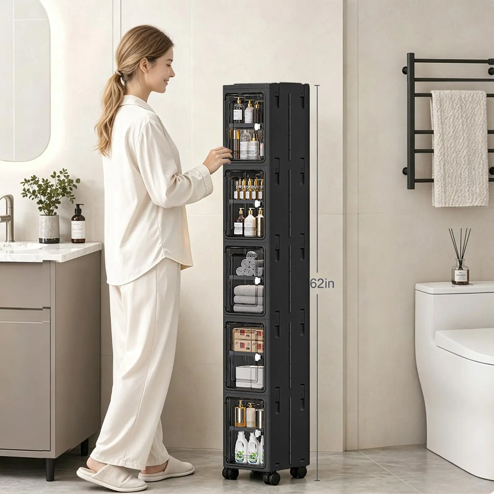 5-poziomowa czarna wąska szafk – Kitchen Appliances Cabinet recenzja i cena